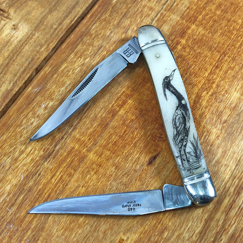 2-Blade Heron Wrangler Knife 4"