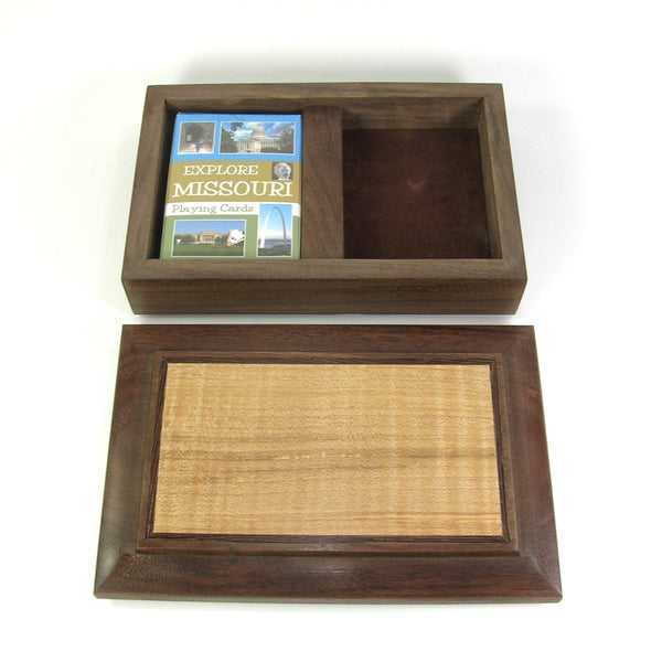 Walnut Divided Playing Card Wooden Box