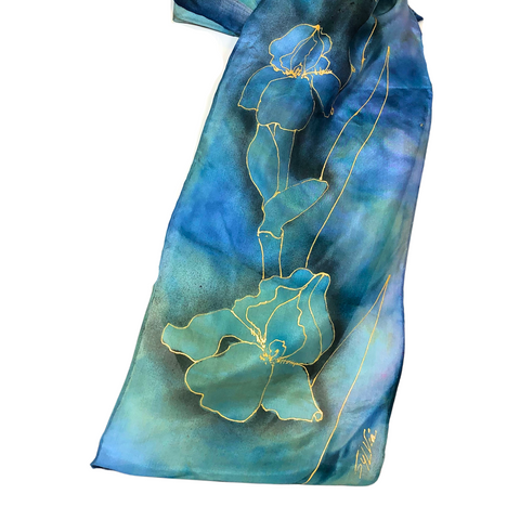 Blue & Green Iris Scarf