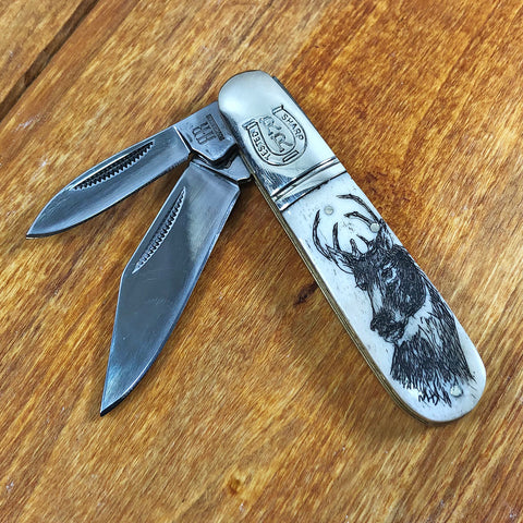 2-Blade Deer Barlow Knife 3.25"