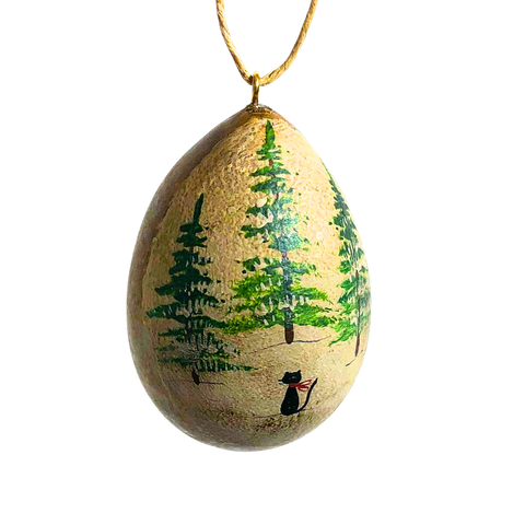 Cat/Pine Tree Gourd Ornament
