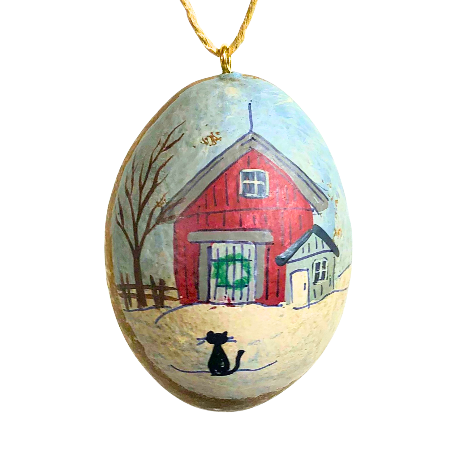 Cat Barn Gourd Ornament