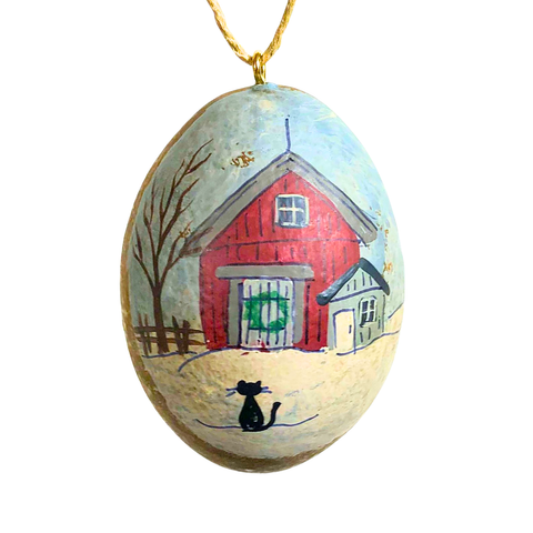 Cat Barn Gourd Ornament