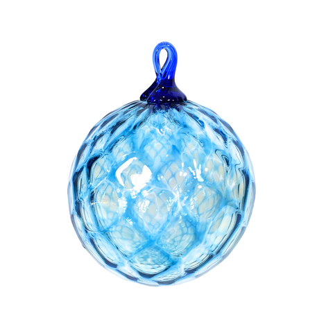 Clear Teal Glass Kugel Ornament