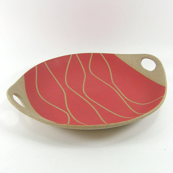 Plate, Red Round Handled Serving Plate
