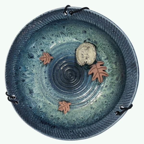 Blue Hanging Ceramic Bird Bath