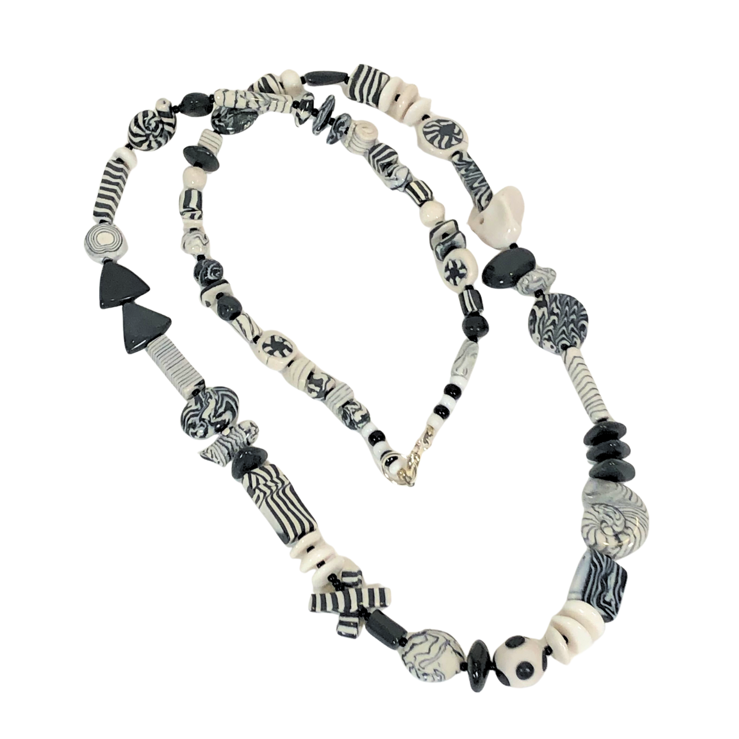 NK Black & White Beads w/ SS Clasp
