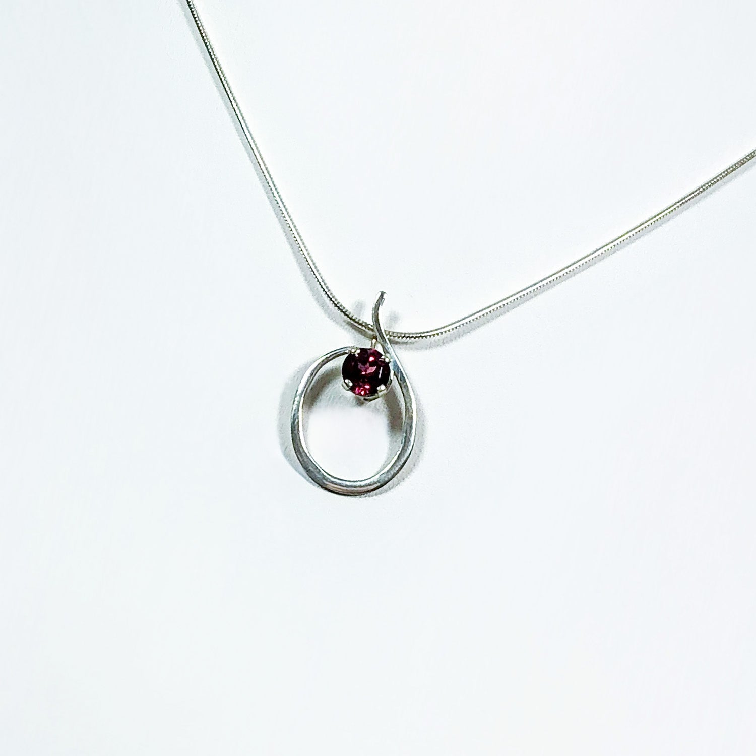 Garnet Pendant in Circle