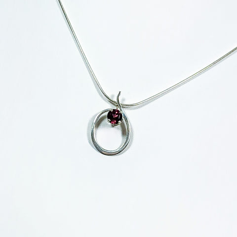 Garnet Pendant in Circle