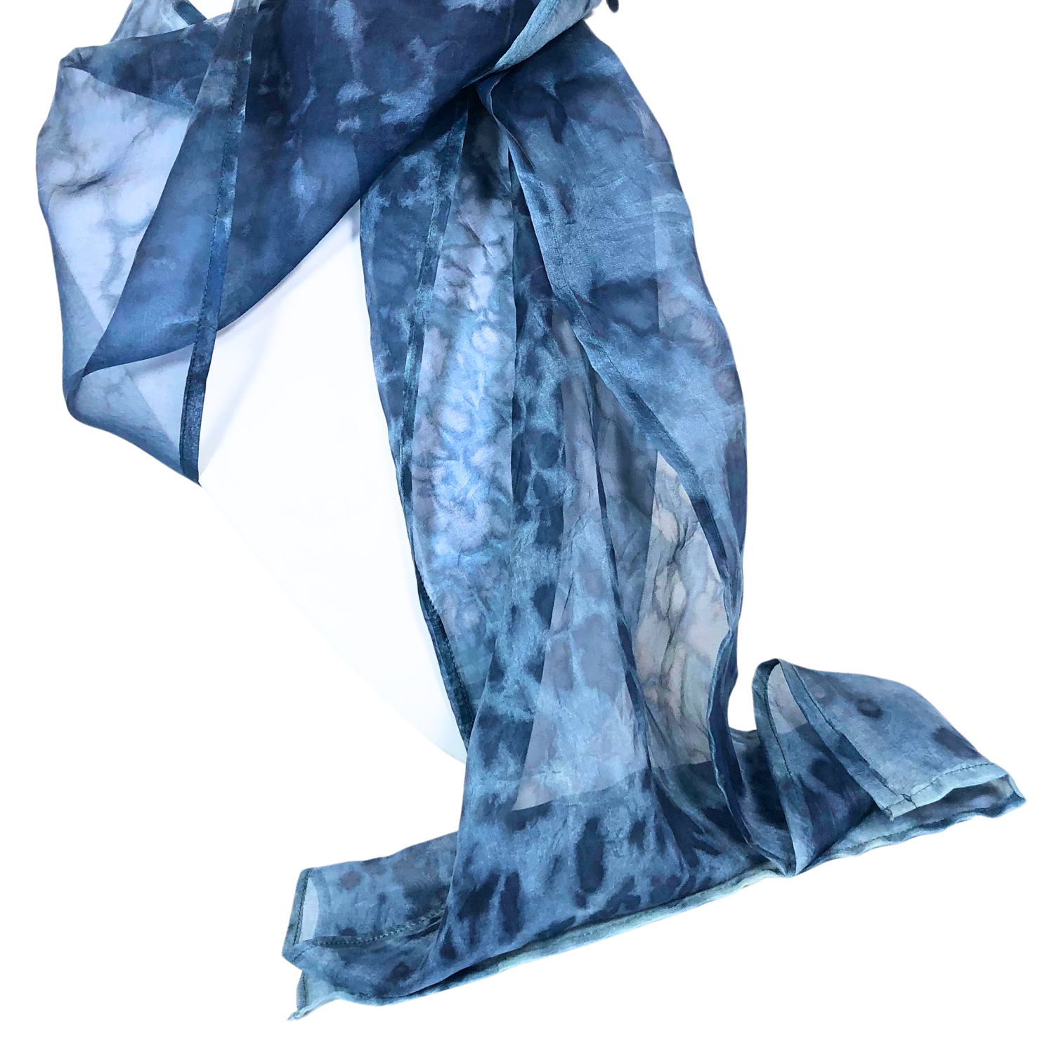 Scored Organza Botanical Print Scarf