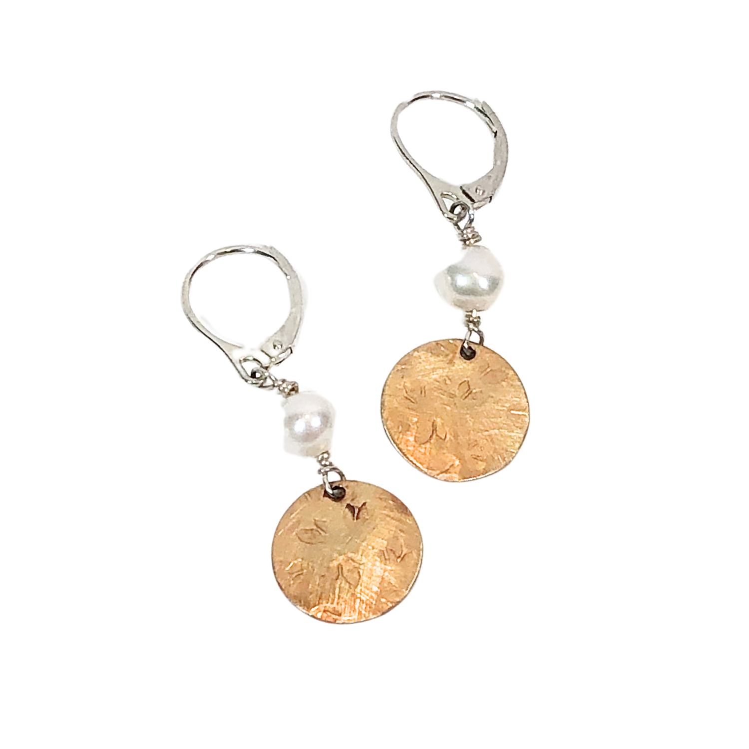 ER Brass Disc Pearl Dangle