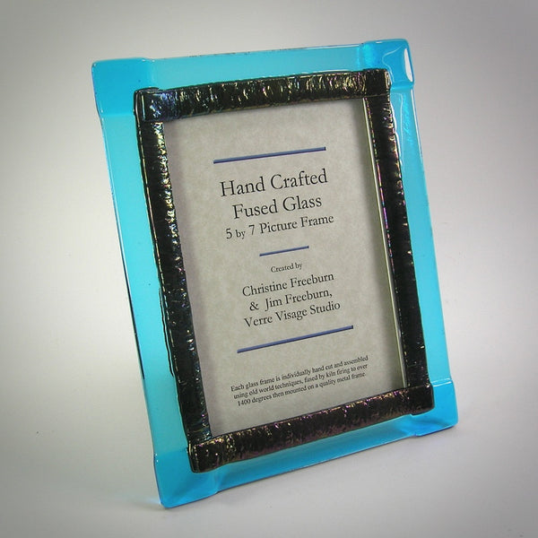 5X7 Aqua Glass Photo Frame
