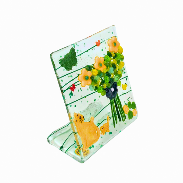 Yellow Floral Spray w/Cat 4x4.5