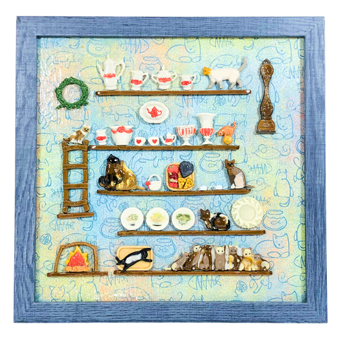 Cats in China Shop 13 X 13 Framed