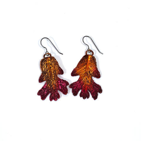 Oak Earrings, Electroplated