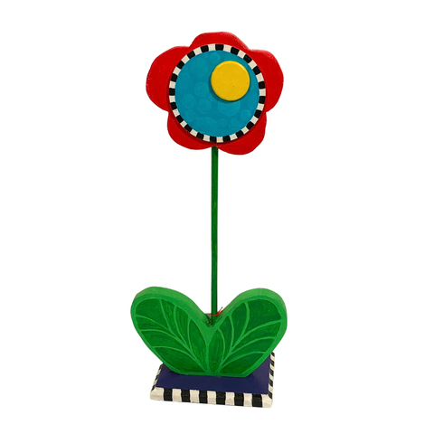 Red w/Turquoise Center Flower