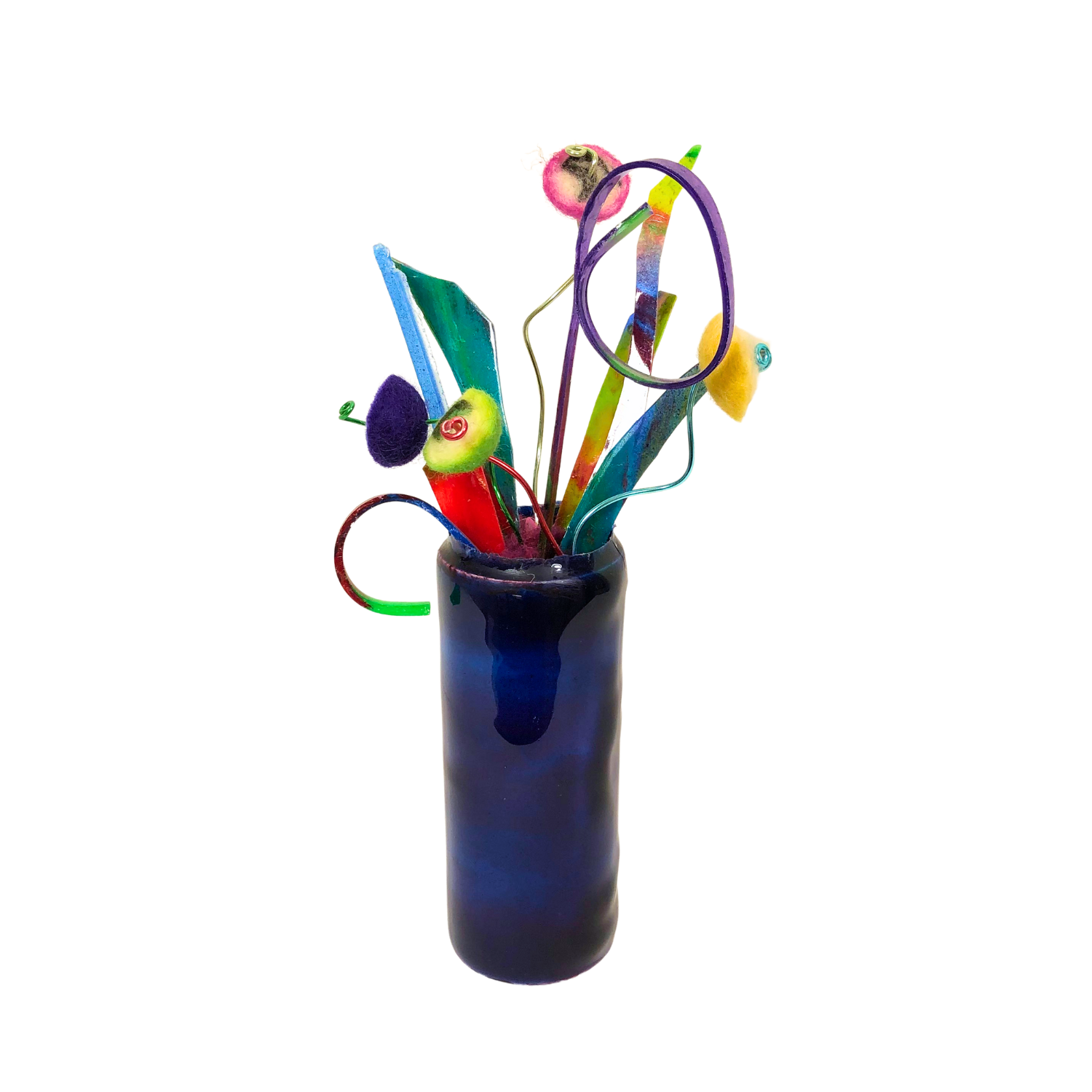 MD Resin Flowers in Midnight Blue Vase