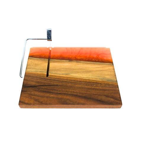 LR Orange Epoxy Walnut Cheese Slicer