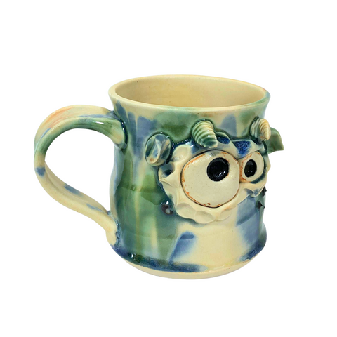 Monster Mug White Blue & Green