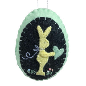 Beaded Bunny w/Black Background Green