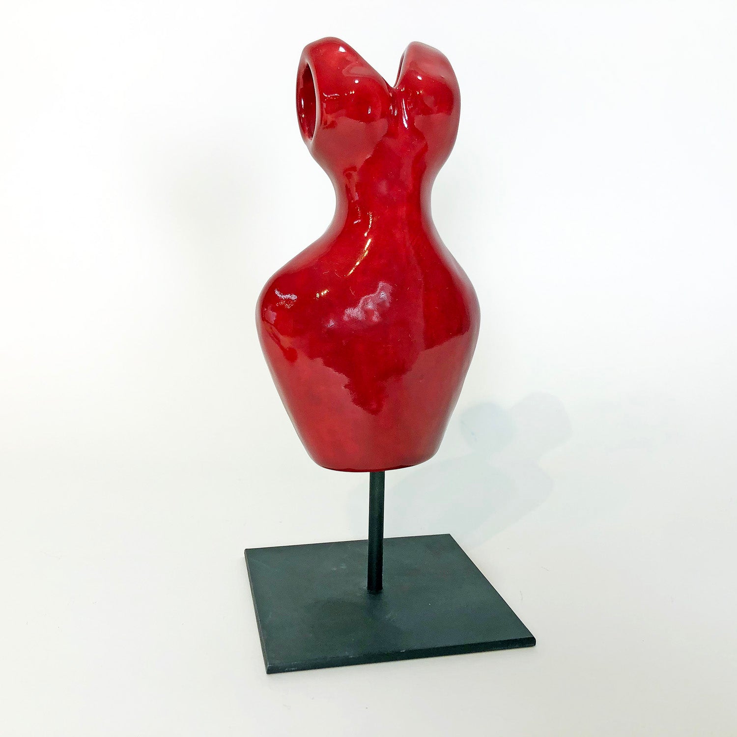 Ceramic Red Dressform Sculpture