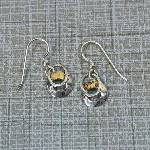 Circular Earrings Gold Leaf & Sterling