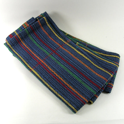 Cotton Hand Towel Blue w/ Multi Stripe