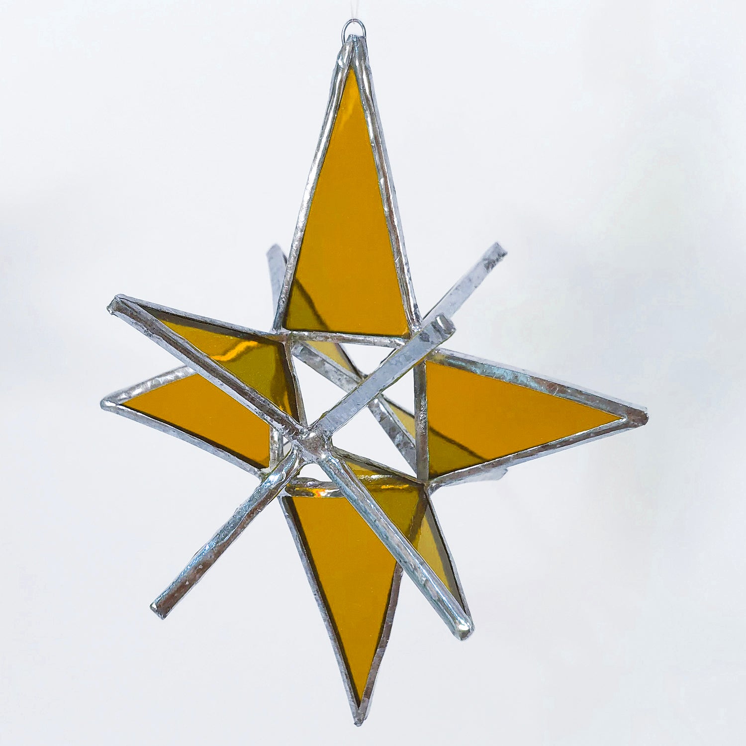 Small 3-D Star Ornament Amber