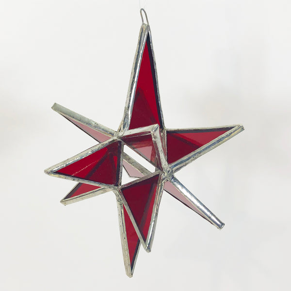 Small 3-D Star Ornament Red