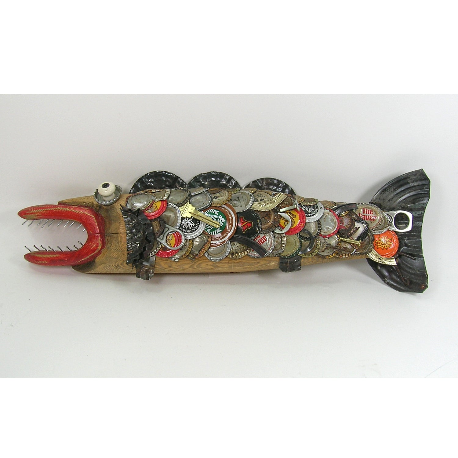 Med. Junk Fish Bottlecap Wall Sculpture