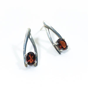 Garnet & Sterling Silver Earrings