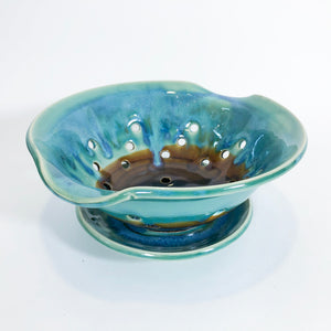 Berry Colander & Saucer Teal & Brown