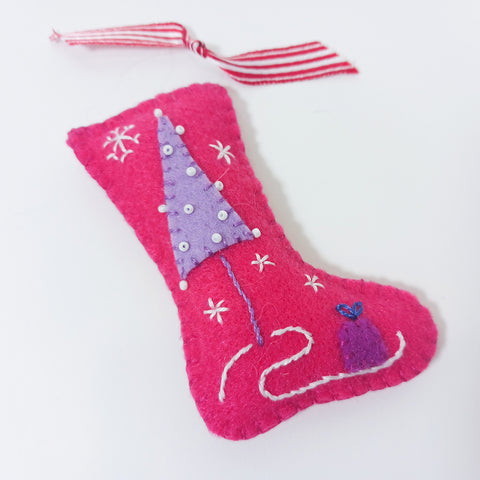 Pink Beaded Stocking 3"