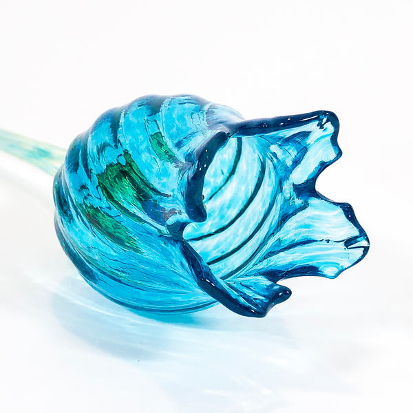 Turquoise Tulip Glass Flower