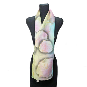 Green & Pink Hibiscus Scarf