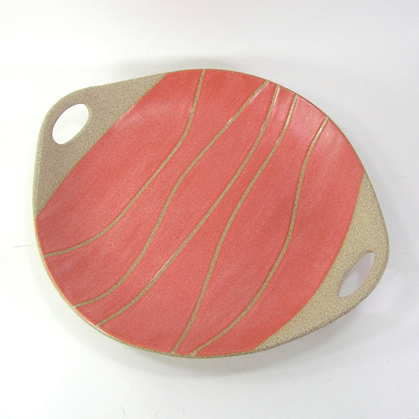 Round Handled Plate 12X11, Coral