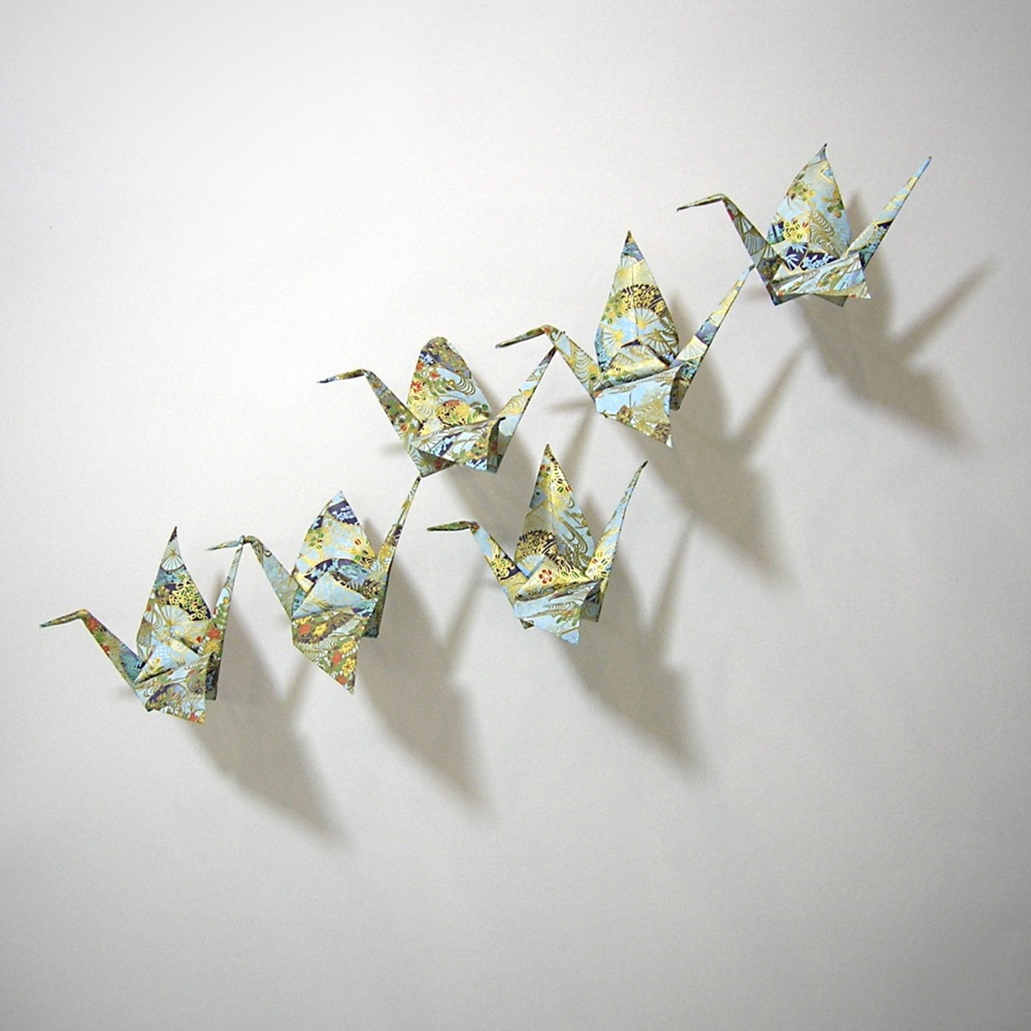 Light Blue Set of 6 Wall Cranes