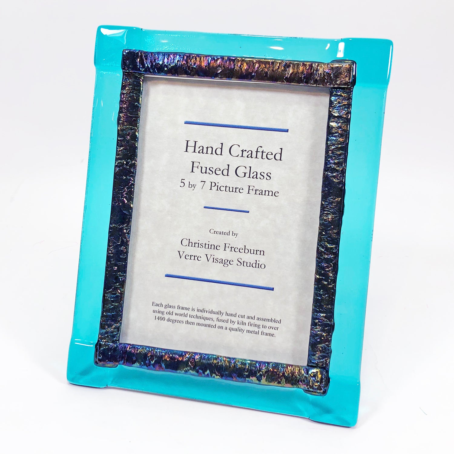 5X7 Teal Glass Picture Frame