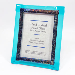 5X7 Teal Glass Picture Frame