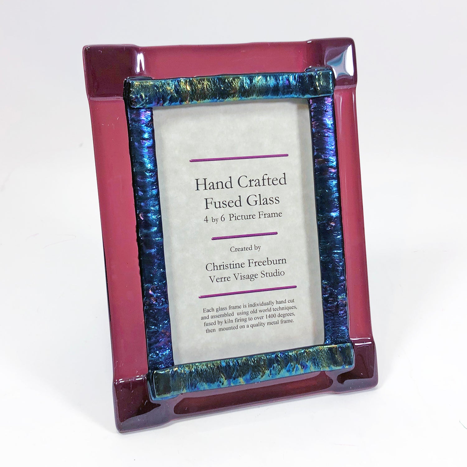 4X6 Purple Maroon Glass Picture Frame