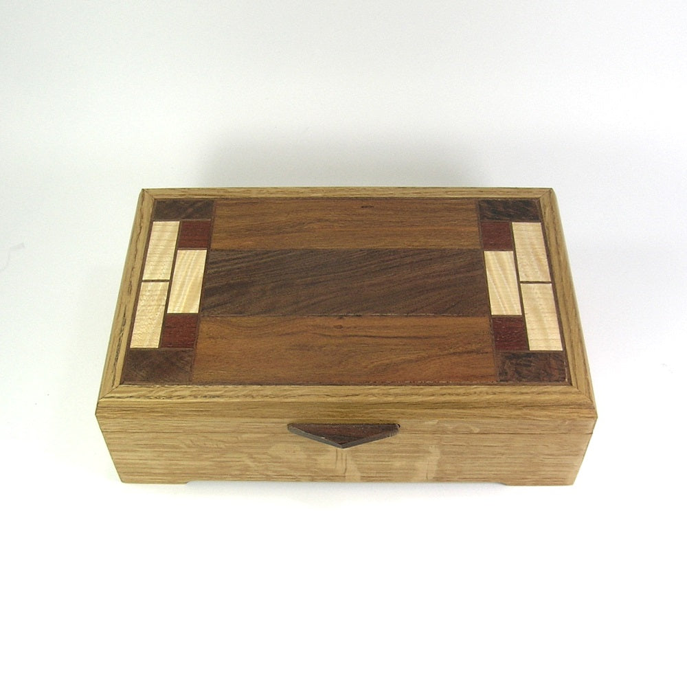 Oak Mission Style Wooden Box w/ Inlay