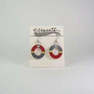 Red, Grey and Yellow Metal Earrings