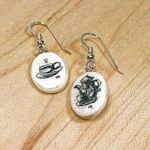 Coffee Scrimshaw Earrings