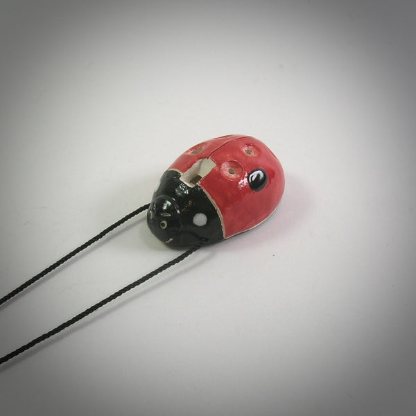 Red Ladybug Clay Flute Necklace