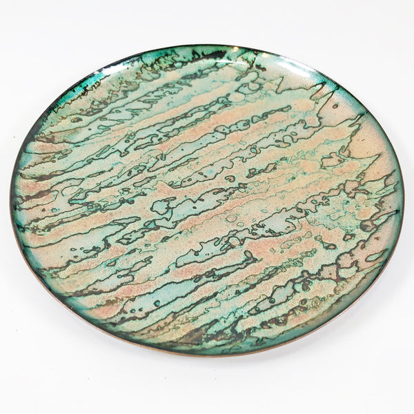 Green & Copper 7" Enamel Plate