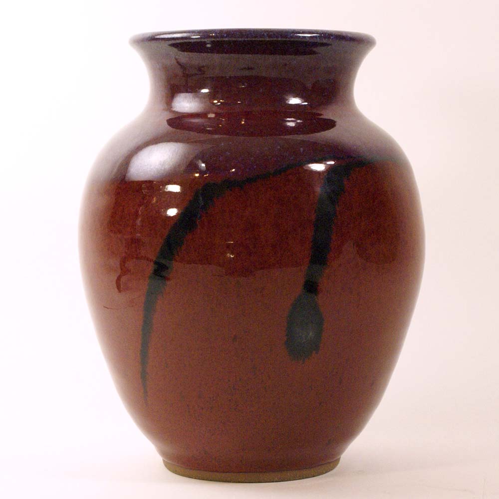 Red and Black Vase or Spoon Crock