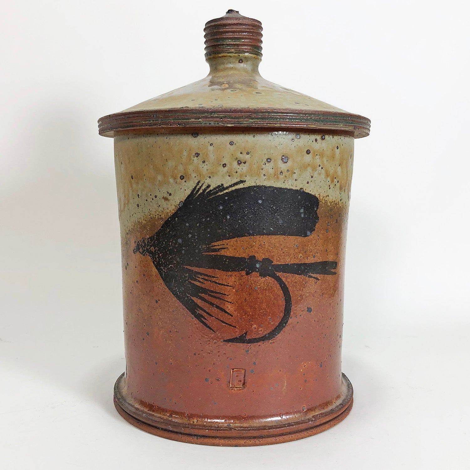 Large Fish Hook Jar w/ Lid 10X7 Inches
