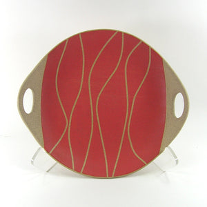 Red Round Handled Serving Plate