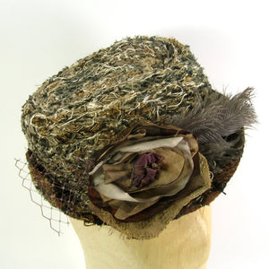 Rag Hat w/ Brim & Flower Neutrals SMALL