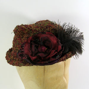 Hat w/ Brim & Flower Reds Size Med.